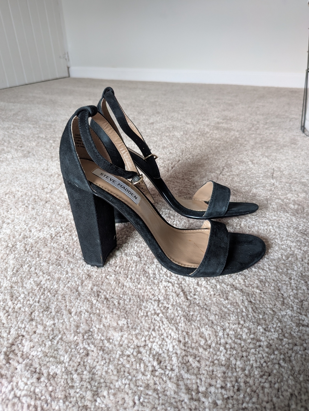 Steve Madden Carrson Black Suede Leather Heels Size 8
